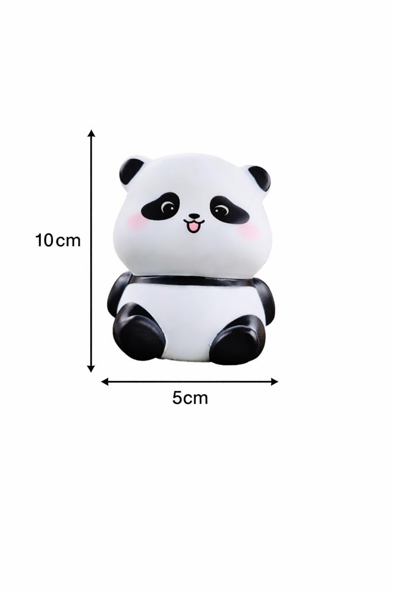 Mini Bunny Rabbit Toy and Mini Panda Toy with LED Light | Cute White Soft Plastic Collectible | Battery Operated Cartoon Decor for Car Dashboard, Desk & Kids Room
