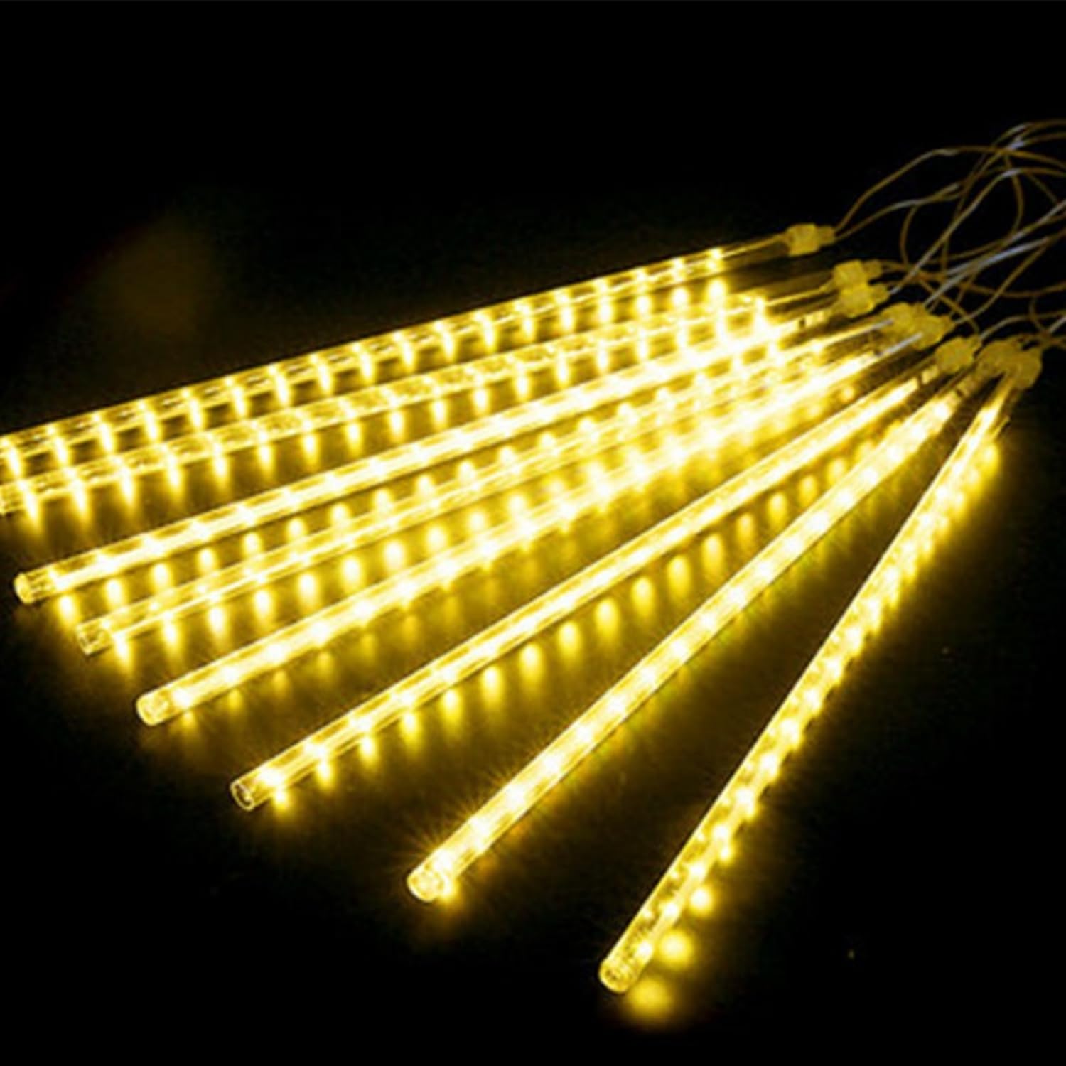 Rain Drop LED Meteor Shower 192 LEDs 8 Tubes (11.8") | Icicle Falling Effect for Diwali, Christmas, New Year, Home & Outdoor Decoration