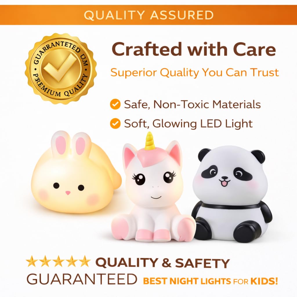 Mini Bunny Rabbit Toy and Mini Panda Toy with LED Light | Cute White Soft Plastic Collectible | Battery Operated Cartoon Decor for Car Dashboard, Desk & Kids Room