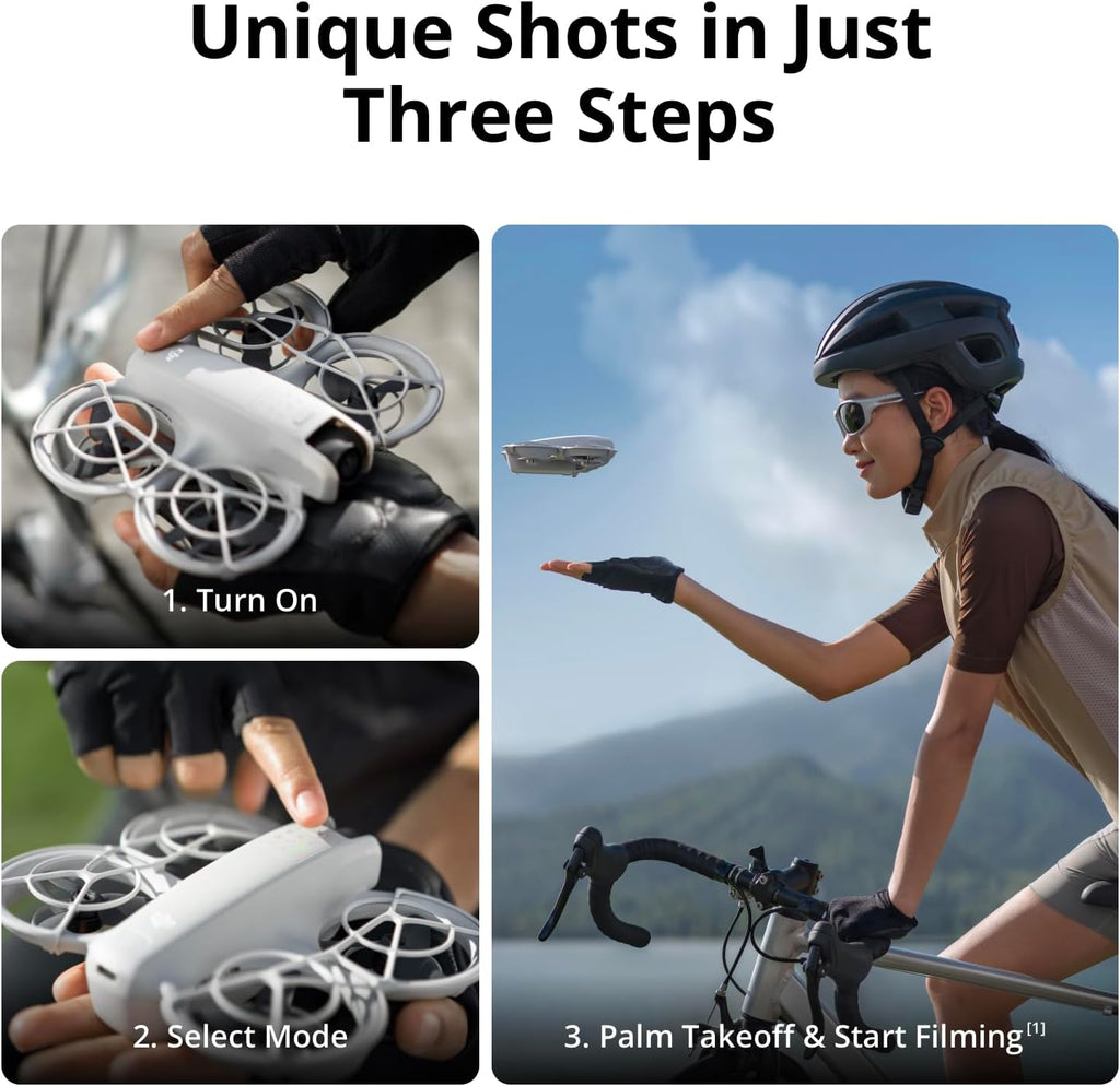 DJI Neo Three-Battery Combo, Mini Drone with 4K UHD Camera for Adults, 135g Self Flying Drone that Follows You, Palm Takeoff, Subject Tracking, QuickShots, Stabilized Video (Controller-Free) Visit the DJI Store