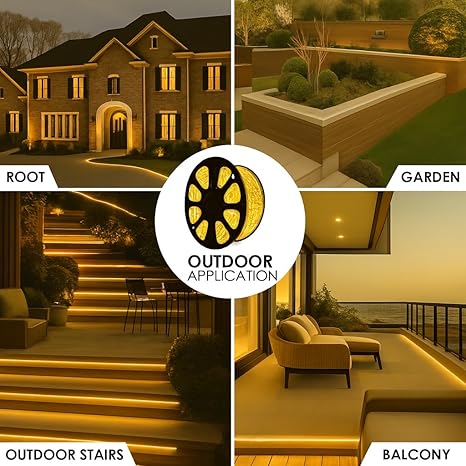 Meter Rope LED Strip Lights | 120 LED/Mtr Waterproof Outdoor Lights for Balcony, Home Decor, Cove Light for False Ceiling | Flexible, Cuttable Strip Light for Diwali Decoration - Warm White