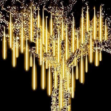 Rain Drop LED Meteor Shower 192 LEDs 8 Tubes (11.8") | Icicle Falling Effect for Diwali, Christmas, New Year, Home & Outdoor Decoration
