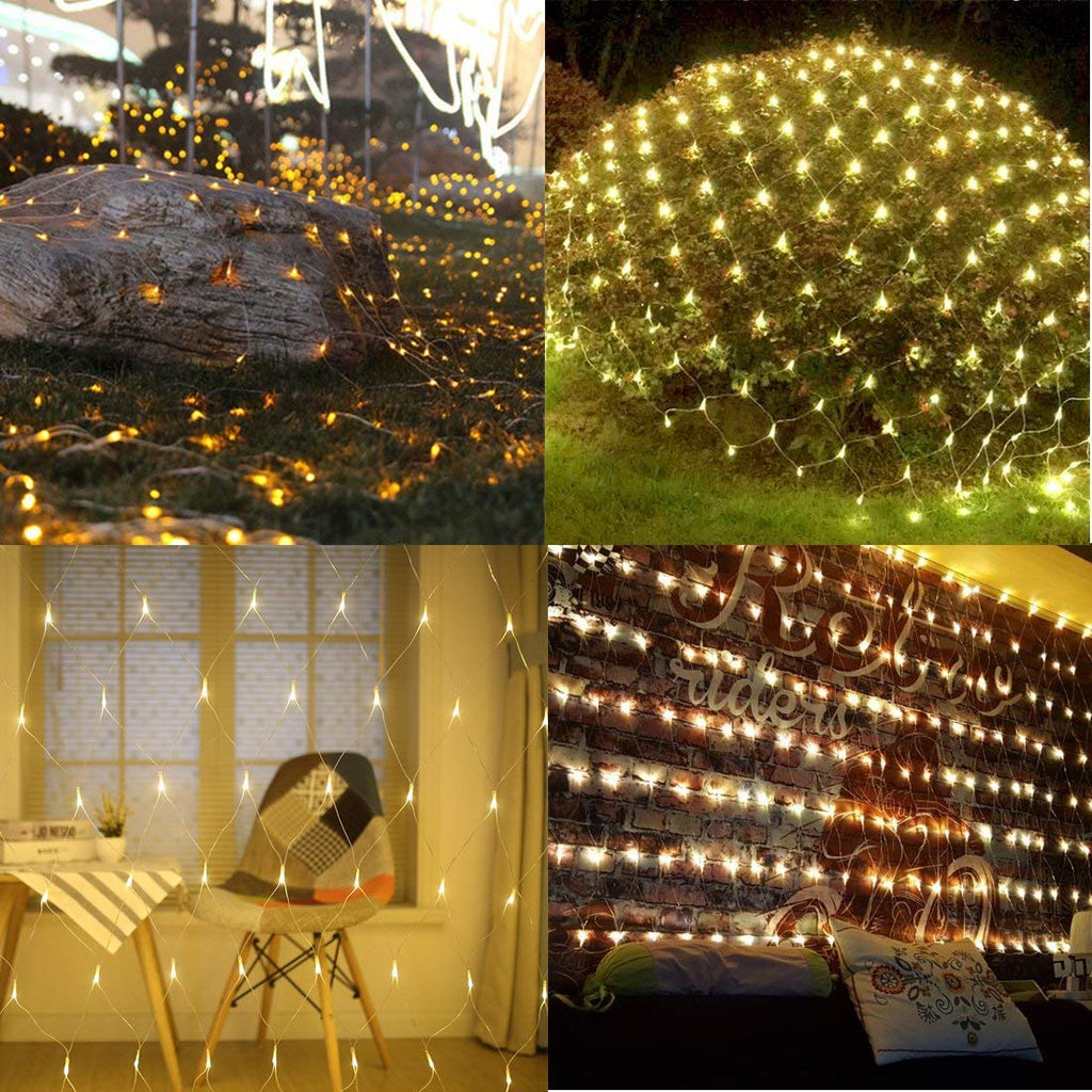 Led Net Mesh String Lights - Diwali Lights, Led Lights For Home Decoration 9.8Ft X 6.6Ft 192 Leds 8 Modes (3X2M Warm-White)(Pvc)