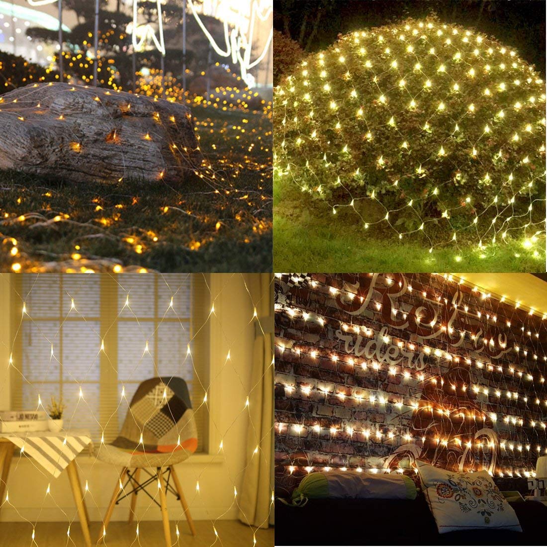 Led Net Mesh String Lights - Diwali Lights, Led Lights For Home Decoration 9.8Ft X 6.6Ft 192 Leds 8 Modes (3X2M Warm-White)(Pvc)