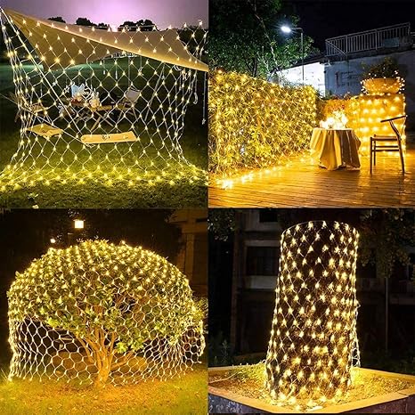 Led Net Mesh String Lights - Diwali Lights, Led Lights For Home Decoration 9.8Ft X 6.6Ft 192 Leds 8 Modes (3X2M Warm-White)(Pvc)